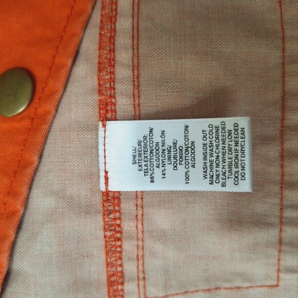 LOFT womens Orange Hooded Utility Jacket medium Anorak Drawstring Casualcore - Picture 3 of 8